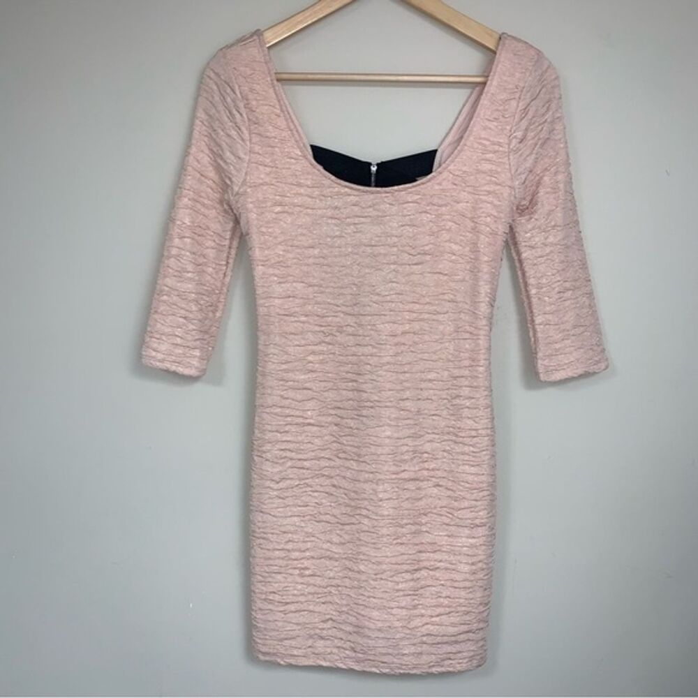 NWT Pink Black Bandage Crinkle Bodycon Women’s S Sexy Shimmer Mini Party Dress